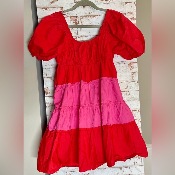 English Factory Red and Pink Mini Dress - Picture 2 of 3
